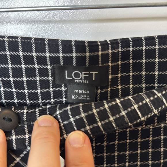 LOFT Petites Size 10 Marisa Black White Grid Cropped Stretch Trouser Pants $80 - Picture 8 of 13